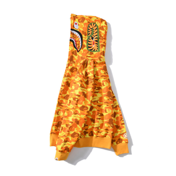 NEW BAPE Yellow Color Camo Shark Full Zip Hoodie - Men's Size Medium - NWT - Picture 2 of 12